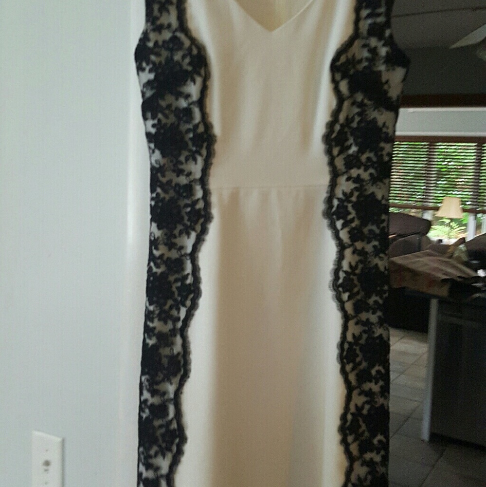 White dress with black lace